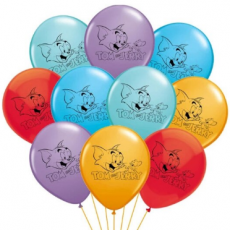 Воздушные шары из натурального латекса с односторонней печатью Tom and Jerry.