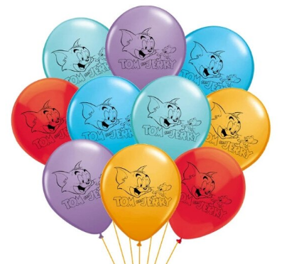 Воздушные шары из натурального латекса с односторонней печатью Tom and Jerry.