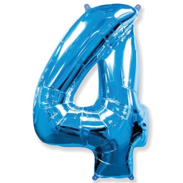 Фольгированная цифра “4” Синяя (Flexmetal)