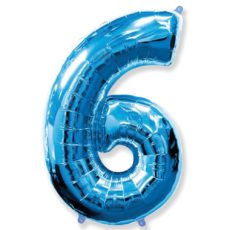 Фольгированная цифра “6” Синяя (Flexmetal)