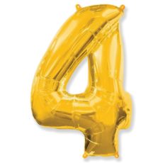 Фольгированная цифра "4" золотая (Flexmetal)